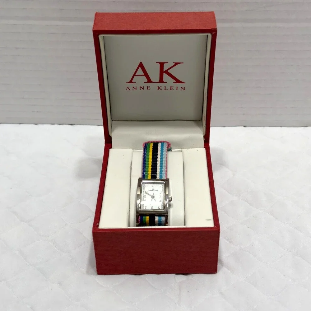Anne Klein VINTAGE Woman's Rainbow Belt Watch Y121E 10/6465 Japan Movt Quartz